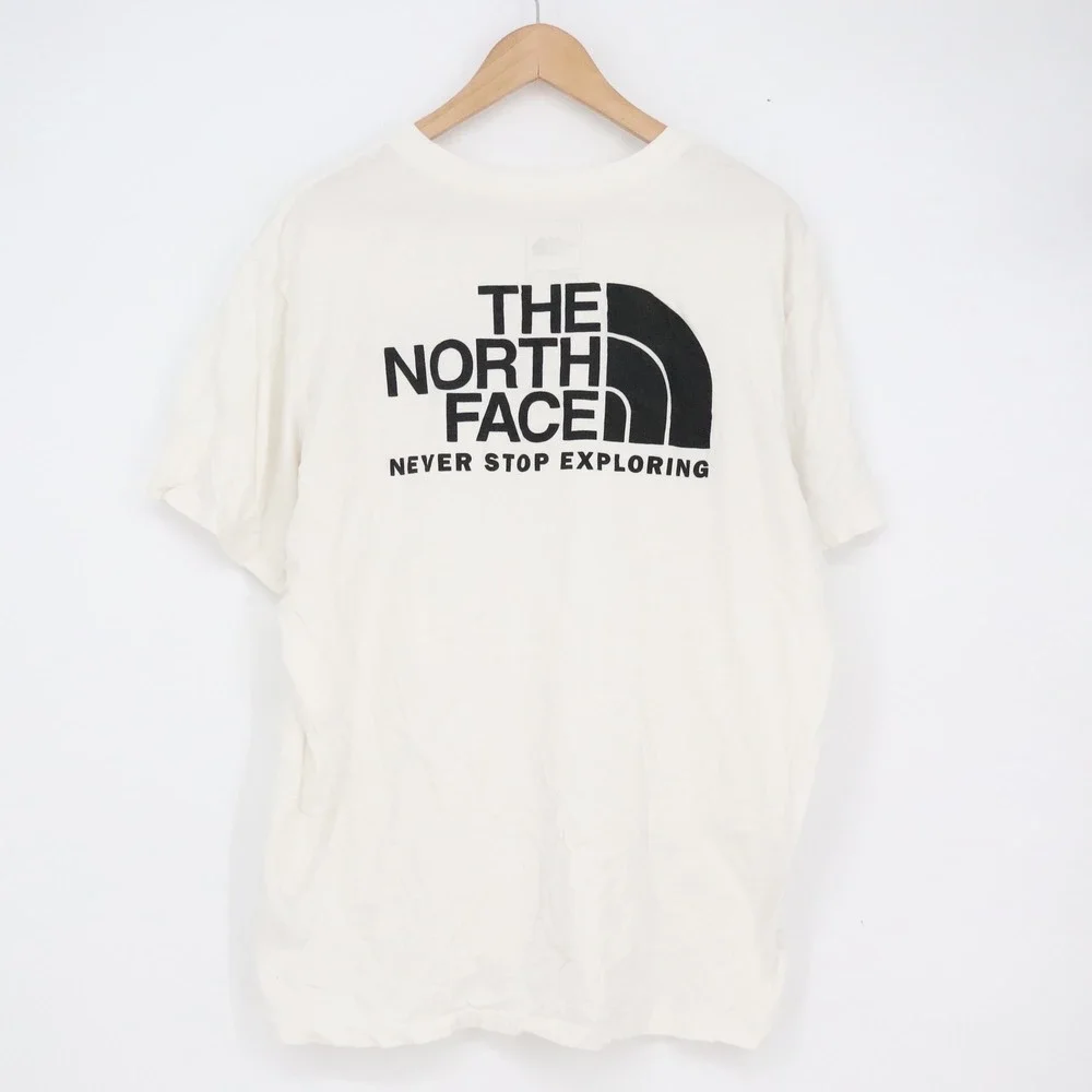 The North Face Mens XL White Graphic T-Shirt Never Stop Exploring Short Sleeve
